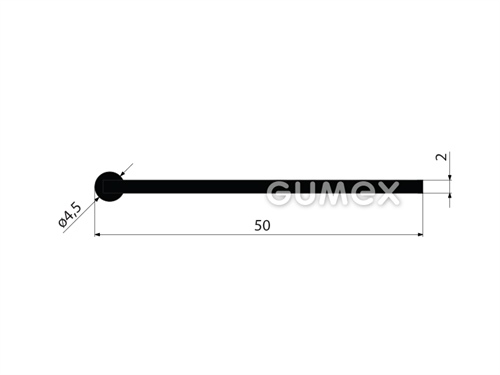 Gumový profil tvaru "I", 50x4,5/2mm, 50°ShA, EPDM, -40°C/+100°C, čierny